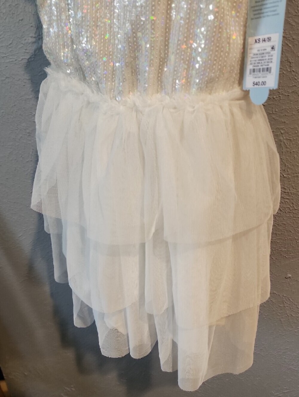 Cat & Jack White Sequin Tulle Party Dress- Size 4-5 (Girl) - Picture 6 of 6